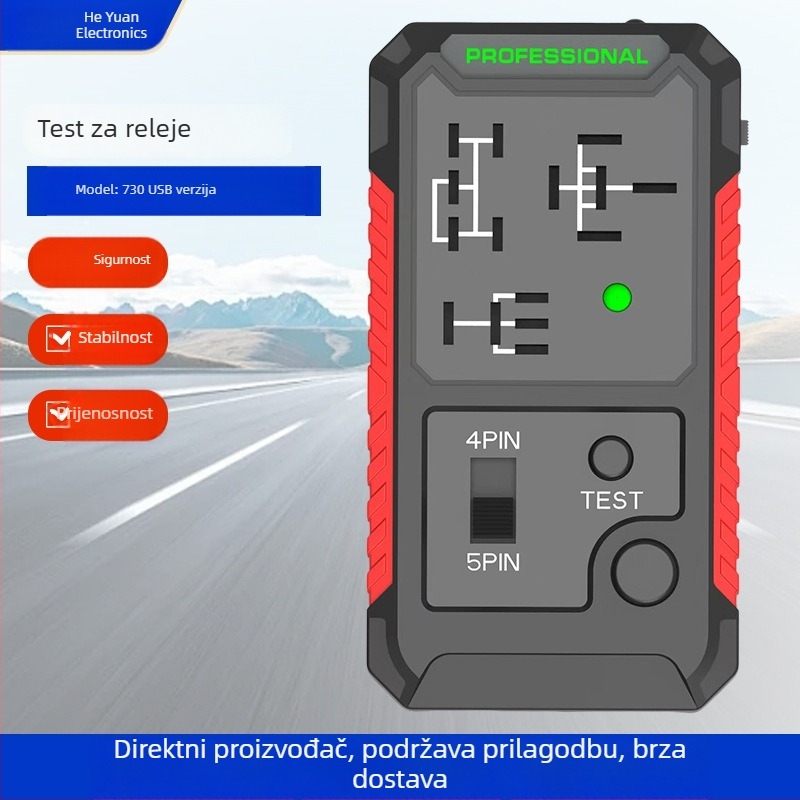 Automobilski tester releja – napajanje Type-C, USB litij baterija, prijenosni detektor releja, model H730/H733