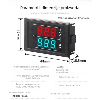 D85-5035VA AC volt- i ampermetar, visokoprecizan digitalni dvostruki zaslon, trofazno, 60-500V AC