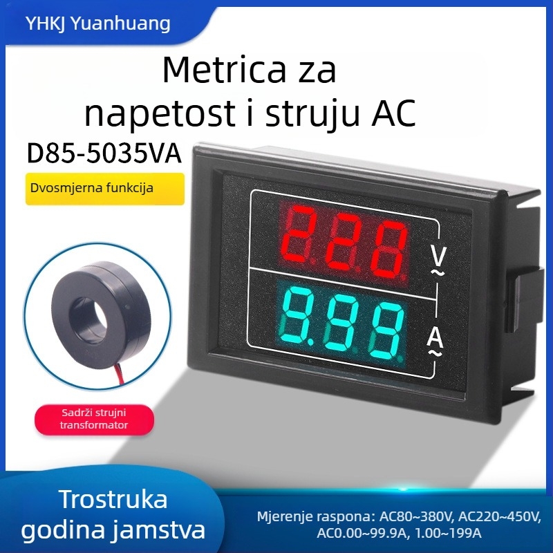 D85-5035VA AC volt- i ampermetar, visokoprecizan digitalni dvostruki zaslon, trofazno, 60-500V AC