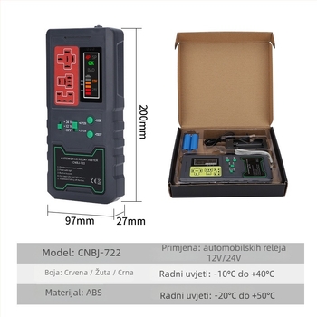 Automobilski detektor releja s LED prikazom, 12V/24V, baterija velike kapacitete
