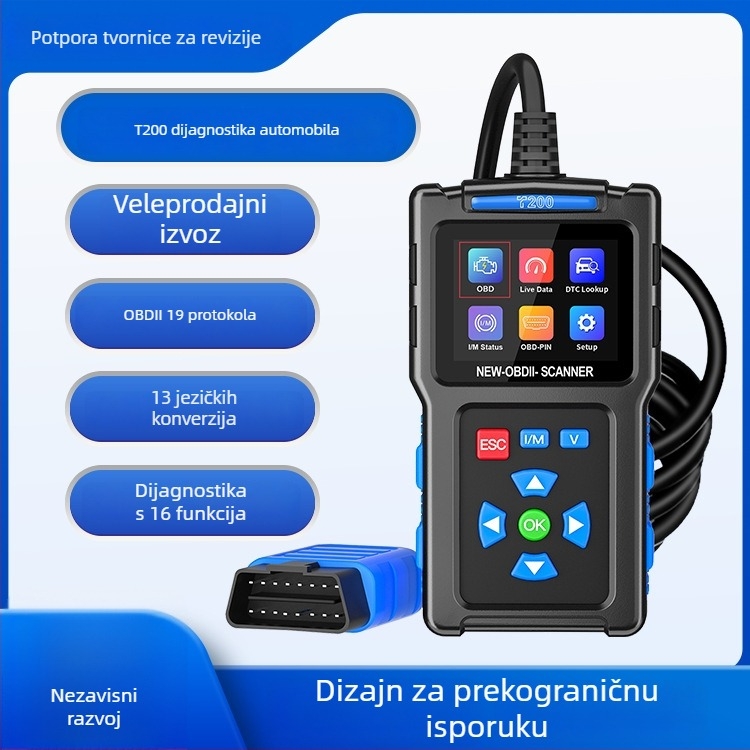 Automobilski uređaj za dijagnostiku kvarova T200, napon 8-30V, radna temperatura 20-60°C, za automobile