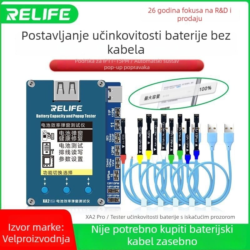 RELIFE XA2 Pro tester zdravlja baterije, digitalni tip, model XA2 Pro tester učinkovitosti baterije s pop-up prozorom, težina 0,1