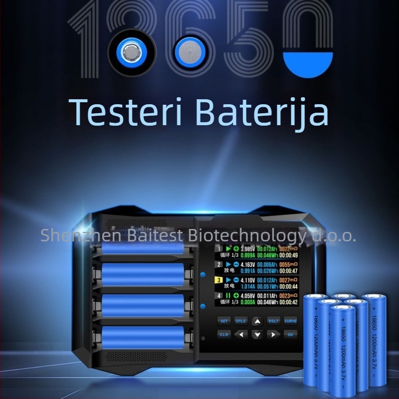 Tester litijevih baterija 18650, četiri kanala, 3,7V, četiri utora za brzo punjenje BTS04