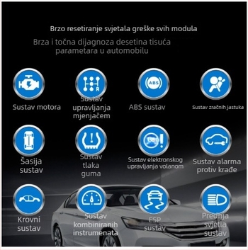 VW dijagnostički alat za cijeli sustav vozila, OBD2 dijagnostika i provjera baterije, model SL103, 6–16V, radna temperatura −20°C do 60°C