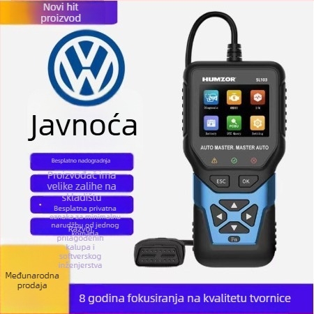 VW dijagnostički alat za cijeli sustav vozila, OBD2 dijagnostika i provjera baterije, model SL103, 6–16V, radna temperatura −20°C do 60°C