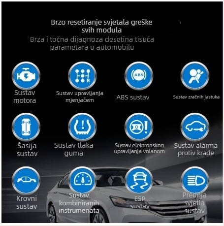 VW dijagnostički alat za cijeli sustav vozila, OBD2 dijagnostika i provjera baterije, model SL103, 6–16V, radna temperatura −20°C do 60°C