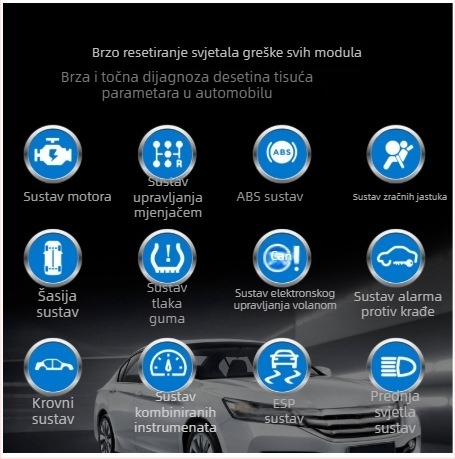 VW dijagnostički alat za cijeli sustav vozila, OBD2 dijagnostika i provjera baterije, model SL103, 6–16V, radna temperatura −20°C do 60°C