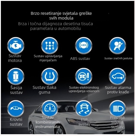VW dijagnostički alat za cijeli sustav vozila, OBD2 dijagnostika i provjera baterije, model SL103, 6–16V, radna temperatura −20°C do 60°C