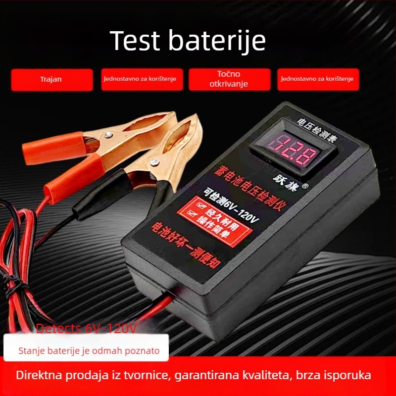 Detektor napona baterije i voltmetar za olovno-kiselinske baterije, raspon 6V–120V, prijenosno, marka Leaping Flag