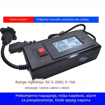 Detektor punjača za elektromobil – mjerač snage i tester opterećenja, mjerenje napona baterije, model Pxc-031, DC 6-200V
