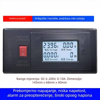 Detektor punjača za elektromobil – mjerač snage i tester opterećenja, mjerenje napona baterije, model Pxc-031, DC 6-200V