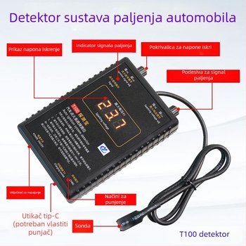 Detektor kvarova automobila za analizu sustava paljenja i otkrivanje zavojnice paljenja, 24V, 20–65°C, dijagnostika motora i baterije, model T100