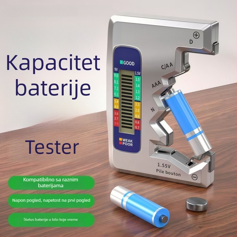 Detektor snage baterije s mjerenjem kapaciteta i digitalnim prikazom preostale snage