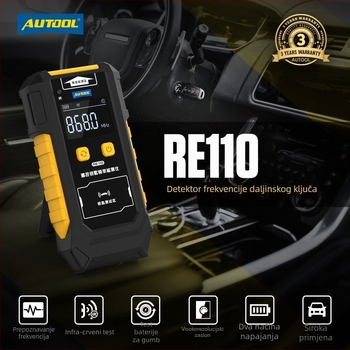 Autool RE110 Detektor frekvencije ključa automobila i tester infracrvenog signala — Napajanje 4× AAA, Radna temperatura -10°C do 60°C, Detekcijski sustav 00