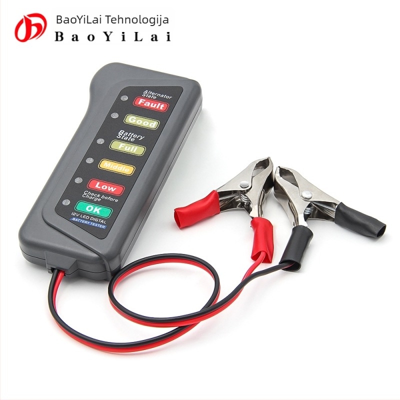 Automobilski tester baterije 12V – Dijagnostički instrument za bateriju, raspon napona do 16V, radna temperatura -20°C do 80°C, Model: 12V battery tester
