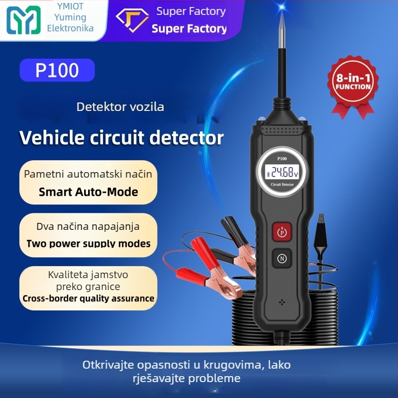 P100 detektor kruga – detektor kvalitete ulja, detektor krugova za auto i motocikl, analiza krugova i inteligentni dijagnostički instrument, 12V/24V, 0–60°C