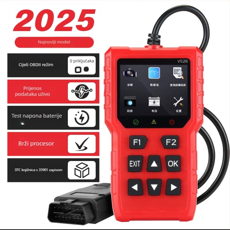 Elm327 V526 automobilni uređaj za dijagnostiku kvarova – čitanje podataka OBD2, otkrivanje kvara motora, napetost baterije, univerzalno