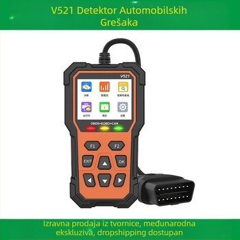 V521 OBD2 alat za dijagnostiku motora – višenamjenski dijagnostički tester, 12–16V, 0–60°C, kompatibilan sa svim modelima