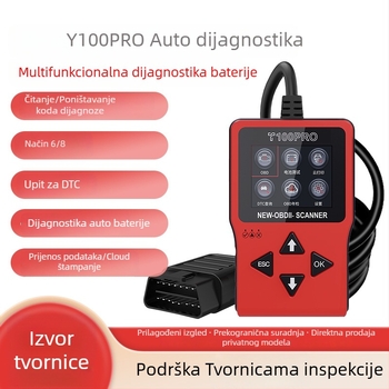 OBD2 automobilski dijagnostički instrument s Elm327 sučeljem, dijagnostika kvarova motora i baterije, čitanje kodova, model T100pro, 12V
