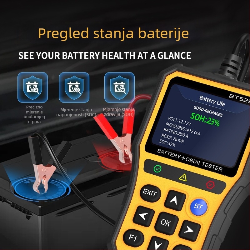 Uređaj za dijagnostiku kvarova motora (Ymiot Bt529, 5-30 V, univerzalni tip, radna temperatura 0-60°C)