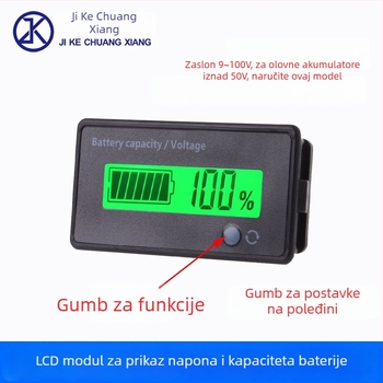 Vodootporan voltmetar i mjerač snage s LCD zaslonom, raspon napona 6-100V