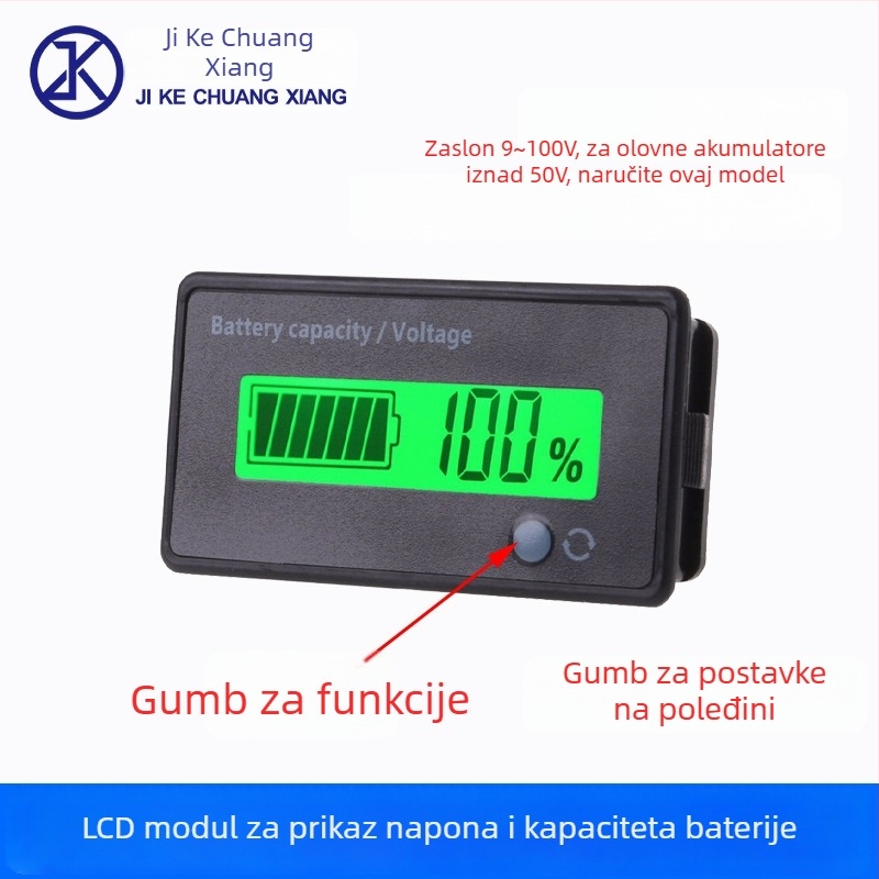 Vodootporan voltmetar i mjerač snage s LCD zaslonom, raspon napona 6-100V
