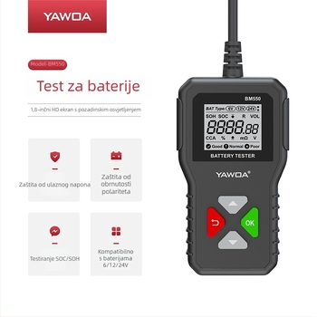 BM550 tester baterija automobila, detekcija vozila, (napajanje 5–20V, radna temperatura -20…60°C)