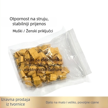 T-Plug testni konektori XT90/XT60/XT30 za LiPo baterije u modelima zrakoplova, muški i ženski, pozlaćeni