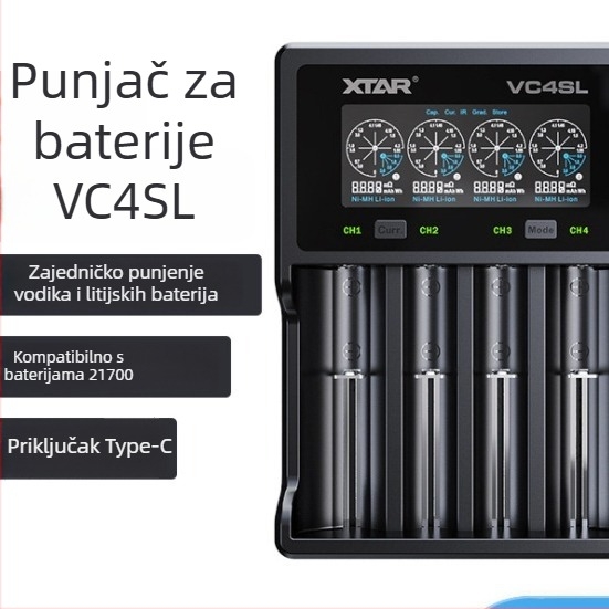 XTAR VC4SL punjač baterija, ulaz 4,2V, izlaz 1A, CE certifikat