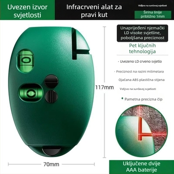 Laserski nivo s infracrvenim markerom linije, 90° kut, automatski, visoka preciznost vodoravne linije, detektor prekoračenja