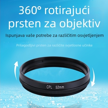 Polarizacijski filter za objektiv kamere (CPL), universalna kompatibilnost, aluminijski okvir i prsten za pritiskanje, optičko staklo leća, podesivi filter protiv odsjaja