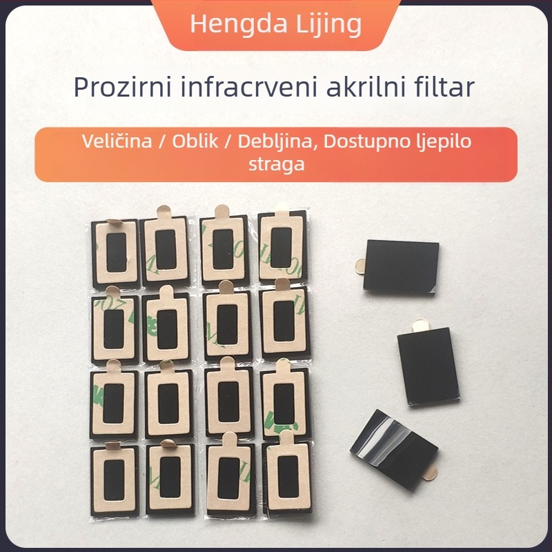 Infračervena akrilna ploča za senzor, PMMA materijal, prilagođena obrada; infracrveni filter 700/710/780 nm, propusnost 90%, debljina 0,5–2,0 mm