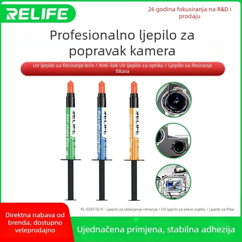 Lepilo za popravak kamera RL-035F-G-H — profesionalno ljepilo s brzim stvrdnjavanjem i jakom adhezijom