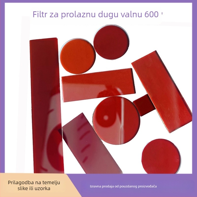 Prilagođeni filter za antišpijunski detektor, filter s prijelazom za 600 nm, premazan, optičko staklo Schott/Corning, 42–68 slojeva