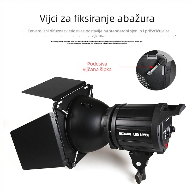 Dodatak za rasvjetu: prilagodljiva četverolistna zaštita svjetla s konturnim filtrom, kompatibilno s poklopcima 18–21 cm, model KLJ2, nosivost 2–5 kg