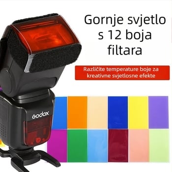 Set dodatne opreme za DSLR bljeskalicu: 12 filtara boje, film za promjenu temperature boje, aluminijska legura