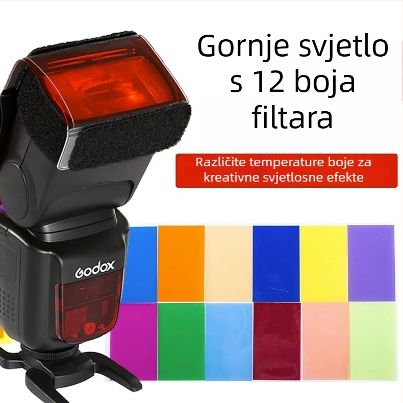 Set dodatne opreme za DSLR bljeskalicu: 12 filtara boje, film za promjenu temperature boje, aluminijska legura