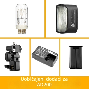 Set dodatne opreme za bljeskalicu God Cow AD200/AD200Pro s baterijom, difuzno kućište, svjetlosna cijev, difuzijska kugla i zaštitni poklopac