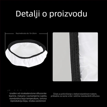 Sjenilo za bljeskalicu za fotografiju s difuzorom od poliestera i mekim osvjetljenjem
