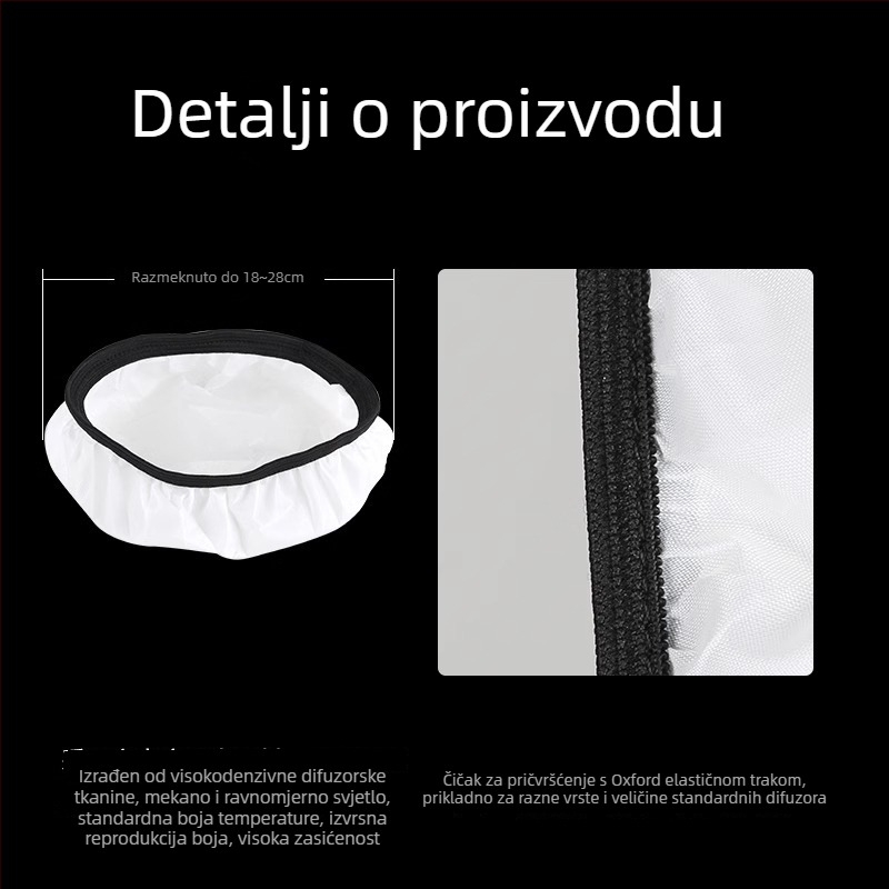 Sjenilo za bljeskalicu za fotografiju s difuzorom od poliestera i mekim osvjetljenjem