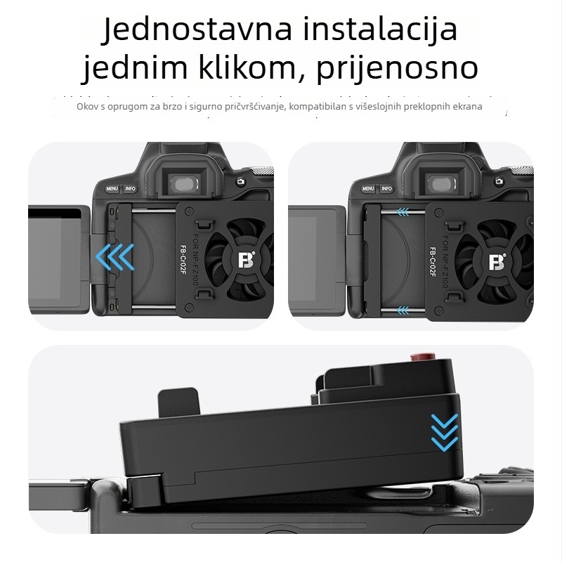 FB-Cr02F Hlađenje za kameru za A7M4, A7C, ZV-E10, FX30, R5 — ABS kućište, dimenzije 97x52x29 mm, težina 52 g