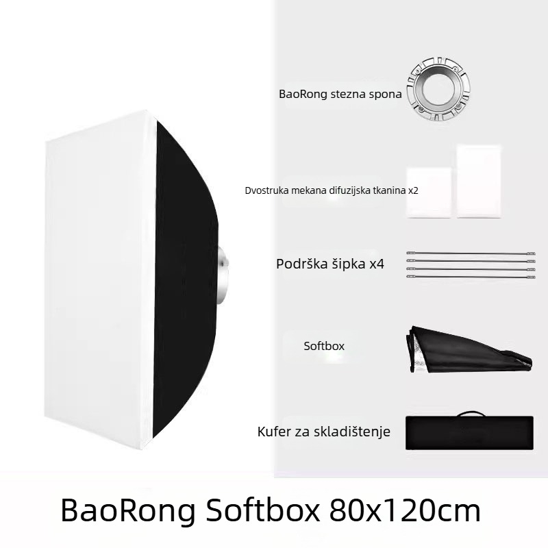 PSCS21 Soft Light Box, aluminijska legura, konstrukcija od aluminija, maksimalno opterećenje 2 kg, težina 1,36 kg, pogodno za osvjetljenje filma i televizije