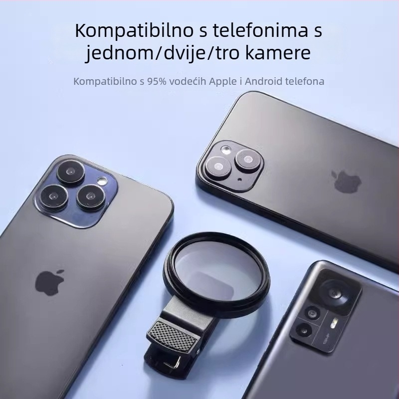 Polarizacijski filter za mobitele, s ultratransparentnim premazom za smanjenje odsjaja s vodne površine