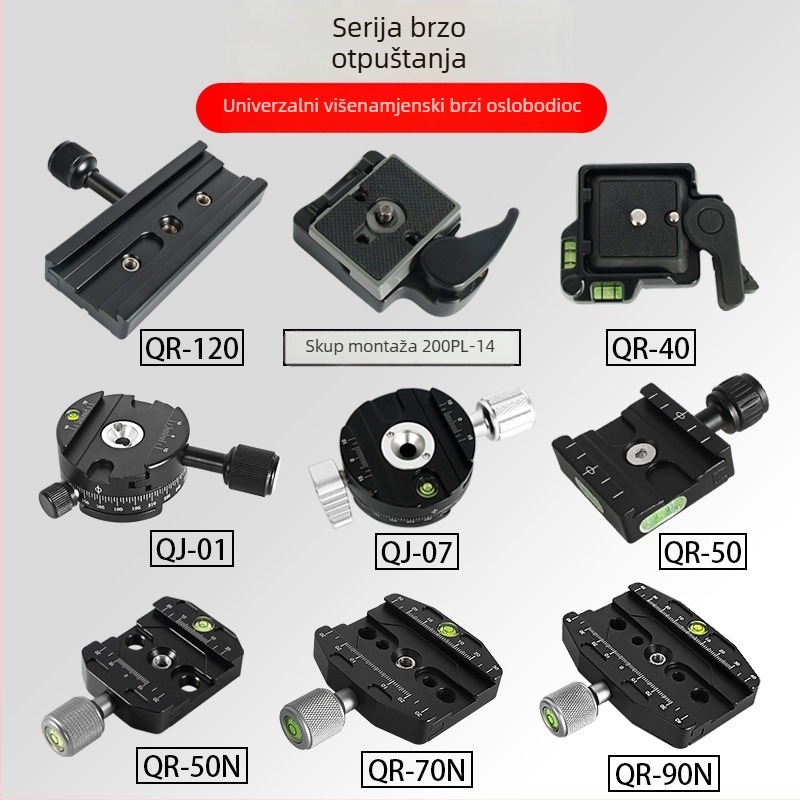Fotografska oprema Univerzalna pločica za brzo oslobađanje s klipom za stativ, aluminijska legura, navoj 1/4-20 UNC, nosivost 6–10 kg, težina 0,5 kg