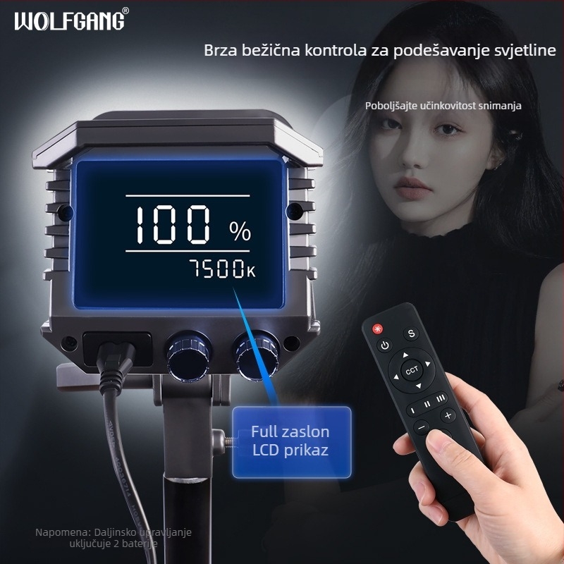 Wolfgang S600 Studijsko osvjetljenje za fotografiju, 100W, aluminijska legura + ABS + PC, podesiva temperatura boje, univerzalna primjena