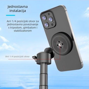 MagSafe magnetski držač za telefon – kompaktni stativ za fotografiranje i vloganje, NdFeB magnet, ABS+PC, 37 g, 1/4 inčni navoj