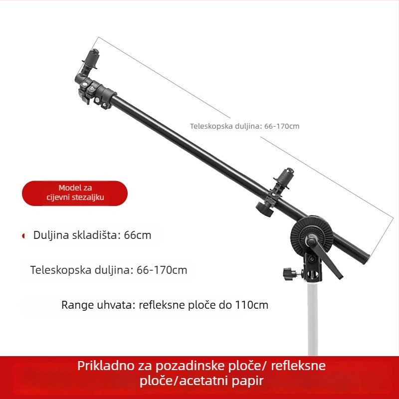 Stalak za fotografski reflektor s fiksnim nosačem i klipom za reflektor, aluminijska legura