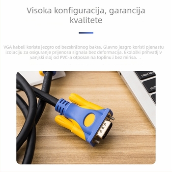 VGA kabel za projektor, pozlaćeni bakar bez oksidacije, muško-muško, duljina 1,5 m