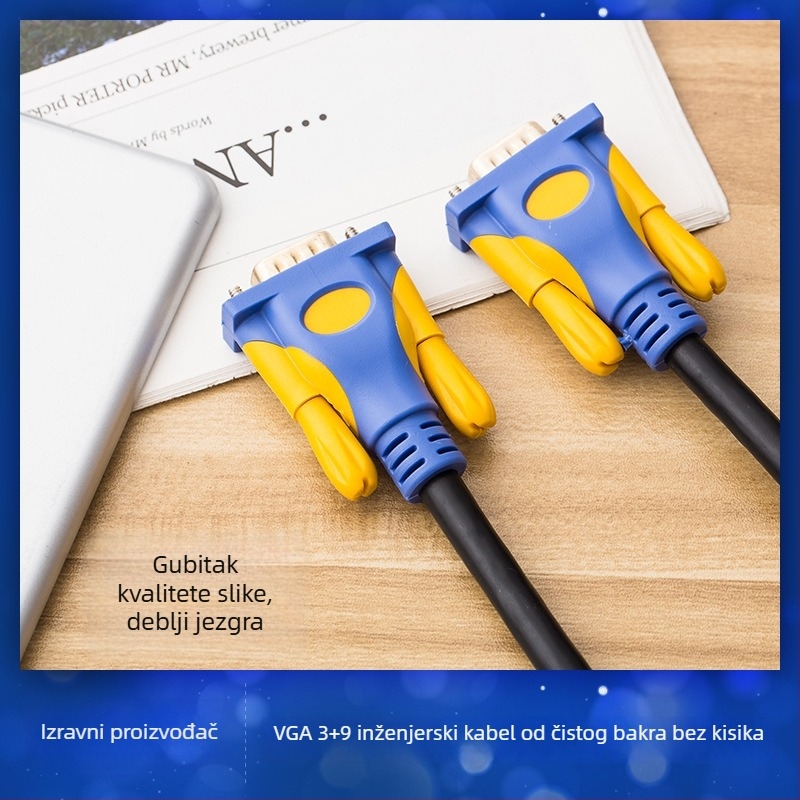 VGA kabel za projektor, pozlaćeni bakar bez oksidacije, muško-muško, duljina 1,5 m