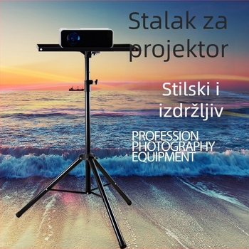 Crni dugi stalak za projektor, prenosivi podni trokutasti nosač projektora, podesiv i produživi
